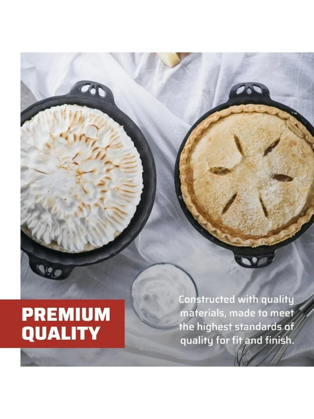 10-Inch Cast Iron Pie Pan - Durable, Non-Stick, Perfect for Baking & Cooking